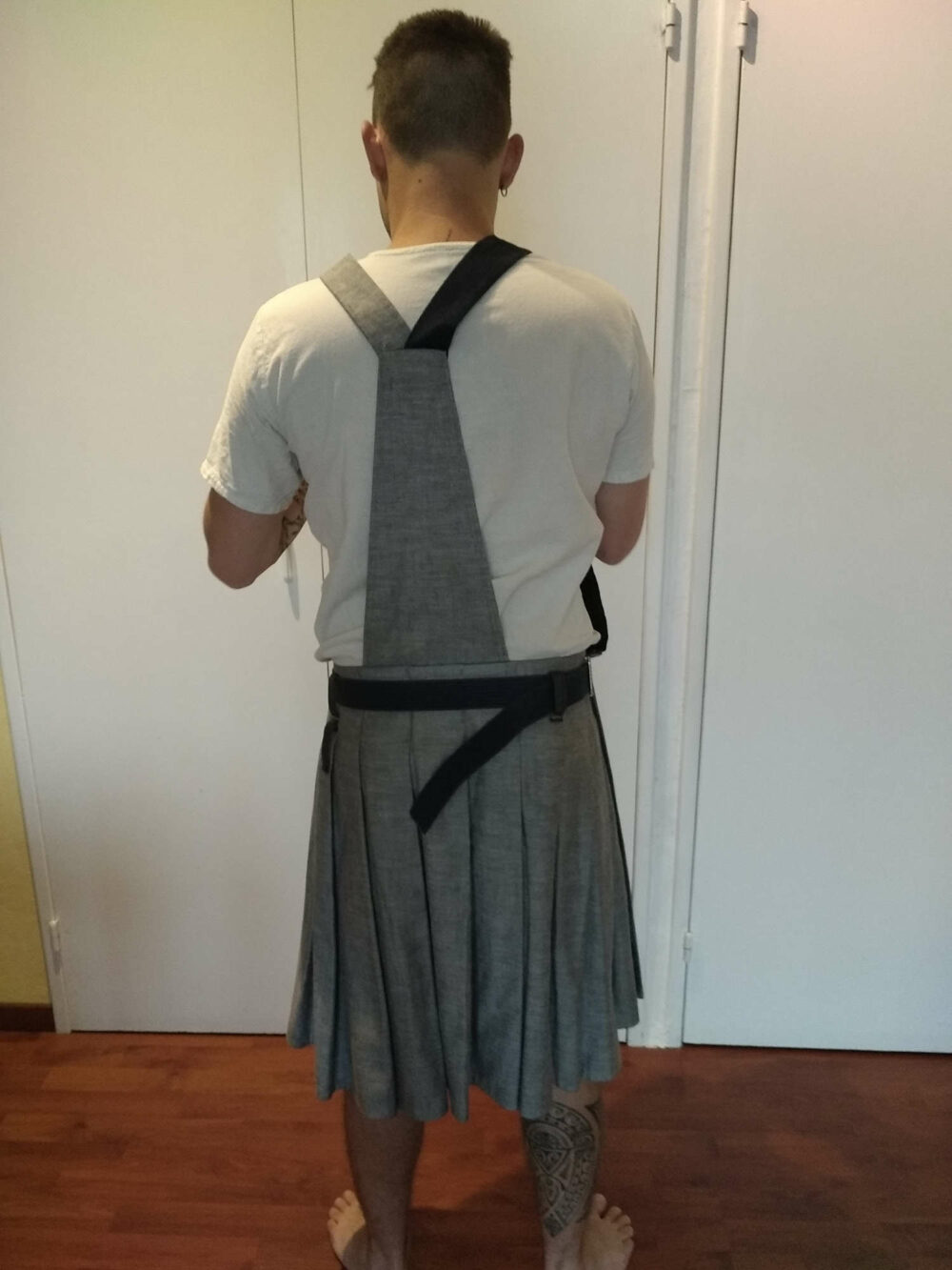 Kilt salopette en jean gris et bleu – Image 2