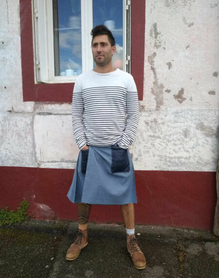 Kilt jean avec poches jean inversées