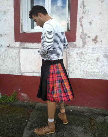 Kilt en jean insert madras – Image 2